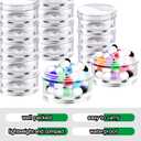 Sieral 4 Pack 7 Day Stackable Pill Organizers Round Pill Organizer Case Stackable Weekly Supplements Vitamins Individual Storage Container Boxes Holder Dispenser with Lids for Travel Medicine, Clear