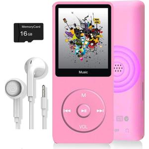 MP3 Player, Music Player with 16GB Micro SD Card, Build-in Speaker/Photo/Video Play/FM Radio/Voice Recorder/E-Book Reader, Supports up to 128GB