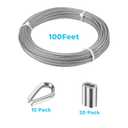 SIDAZON 1/8 inch Wire Cable,100ft Wire Rope Metal Cable with Loop Sleeve and Steel Thimble, 7x7 Marine Stainless Steel Strand Core Perfect for Deck Railing System, Outdoor Hanging kit, Garden Fence