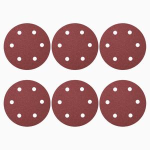HARFINGTON 12 Pcs 9 Inch Sanding Discs, 40 Grit Hook and Loop Sandpaper, 6-Hole Aluminum Oxide Orbital Sander Sandpaper for Woodworking Automotive Metal Polishing, Red