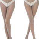 2 Pairs Shiny Pantyhose for Women High Waist Silk Oil Shimmer Sheer Tights (Large-X-Large, Grey)