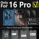 YFEMLAZ Magnetic for iPhone 16 Pro Case,with Screen Protectors X2,Full Camera Protection,Compatible with MagSafe,Translucent Matte,Anti-FingerprintShockproof Protective Phone Case,6.3",Blue