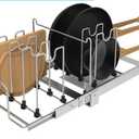 Pots and Pans Pull Out Organizer Under Cabinet, Adjustable Slide Out Pan and Pot Lid Rack Holder, Wire Dividers Kitchen Organization And Storage, Full-Extension Rail 12" W X 20" D