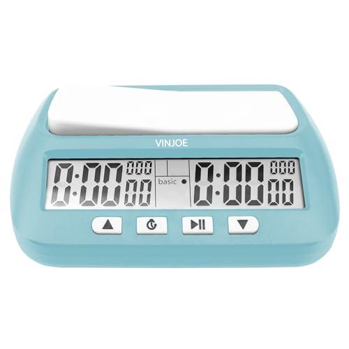 VINJOE Chess Clock Digital Chess Timer Professional for Board Games,Portable Digital Chess Clock & Game Timer with Basic,Bonus,Delay and Positive Time Features Best Gifts for Christmas (Blue)