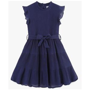 Bumeex Kids Tween Teen Girls Fashion Swing Casual Party Dress 6-7 Years, Navy Blue
