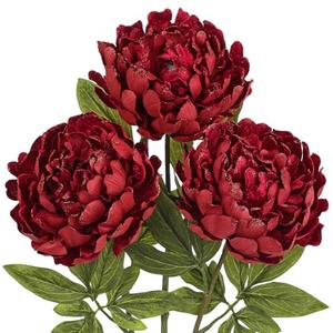 Briful 3PCS Red Peony Artificial Flower Stems 29.1in Long Stem Fake Peonies Silk Floral Arrangement Real Touch Peony Flower for Christmas Home Vase Party Wedding Bouquet Decor