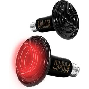 50W Reptile Heat Lamp(2 Packs)-Ceramic Heat Emitter for Reptiles Amphibian Pet Brooders Chicken Incubation, and Terrariums Turtle Lizard Bearded Dragon Snake E26