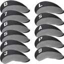 Craftsman Golf 11pcs/Set Neoprene Iron Headcover Set with Large No. for All Brands Callaway,Ping,Taylormade,Cobra Etc. (Gray & Black)