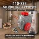 110-326 Gas Water Heater Control Valve, Natural Gas Water Heater Thermostat Built-In Non-Circulating Energy Cut-Off (ECO) System Water Heater Replacement Parts with 1-3/8" Shank