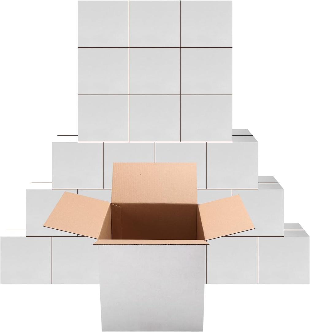 PETAFLOP 8x8x8 Shipping Boxes Set of 25, Small White Cardboard Mailer Box for Packing, Mailing, Business