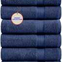 KAHAF COLLECTION 100% Cotton Bath Towels, Navy 24x48 Pack of 6 Towels, Quick Dry, Highly Absorbent, Soft Feel Towel, Gym, Spa, Bathroom, Shower, Pool, Luxury Soft Towels (24x48-6 Pack, Navy)