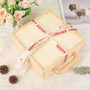 4 PCS Wood Boxes for Crafts, 7.68 x 7.68 x 3.35 Inch Wooden Box with Sliding Lid, Unfinished Wood Box with Handle for Party, DIY, Birthday