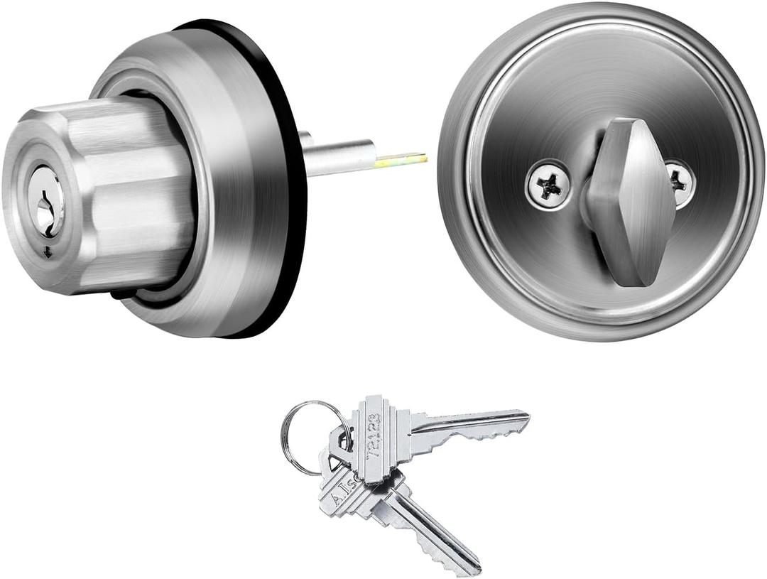 EASILOK Mechanical deadbolt Lock Entry Door locksets with Deadbolt Twist to Lock Keyless Dead Bolt Locks for Exterior Doors Single Cylinder Dead Bolt Silver