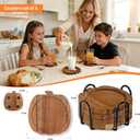Coasters Set of 4,Pumpkin-Shaped Drink Coasters, Acacia Wood Coaster Set,Suitable for Coffee bar Accessories,Table Decor,Bars, and Offices