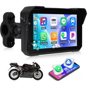 CAMECHO Motorcycle Carplay Screen, Wireless CarPlay Android Auto for Moto, 5" Waterproof Touchscreen Portable Car Stereo Support Dual Bluetooth, Siri, Google Assistant