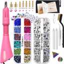 esseelove Hotfix Applicator, DIY Hot Fix Rhinestone Setter, Hot Fixed Wand Kit, 4536 Pcs, AB, Clear, 12 Colors, Gem Picker, Brush, Trays, Bag, Bedazzler Kit with Rhinestones