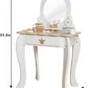 Little Girls Makeup Table with Mirror and Chair, Kids Vanity Table&Chair Set with Storage Drawer,Toddler Pretend Play Vanity Set with 9 pcs Multiple Make up Accessories,Princess Vanity Desk for 3+Kid