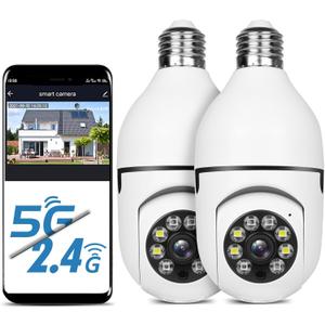 UPULTRA Light Bulb Security Camera Outdoor 2packs HD Wireless 5GHz/2.4GHz WiFi Home IP Cameras E27 360 Degree Panoramic,Motion Detection and Alarm,Two-Way Audio,Night Vision