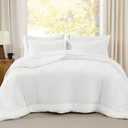 Full Size Comforter Sets - Bedding Sets Full, Bed in a Bag White Bed Sets with Comforter, Sheets, Pillowcases & Shams, Adult & Kids Bedding, 54"x75"x18"