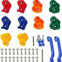 KINSPORY 10Pc Colourful Pig Nose Shape Children Rock Climbing Holds Indoor Outdoor Kids Playground Build with Two Blue Handles - Mounting Hardware Kit Included