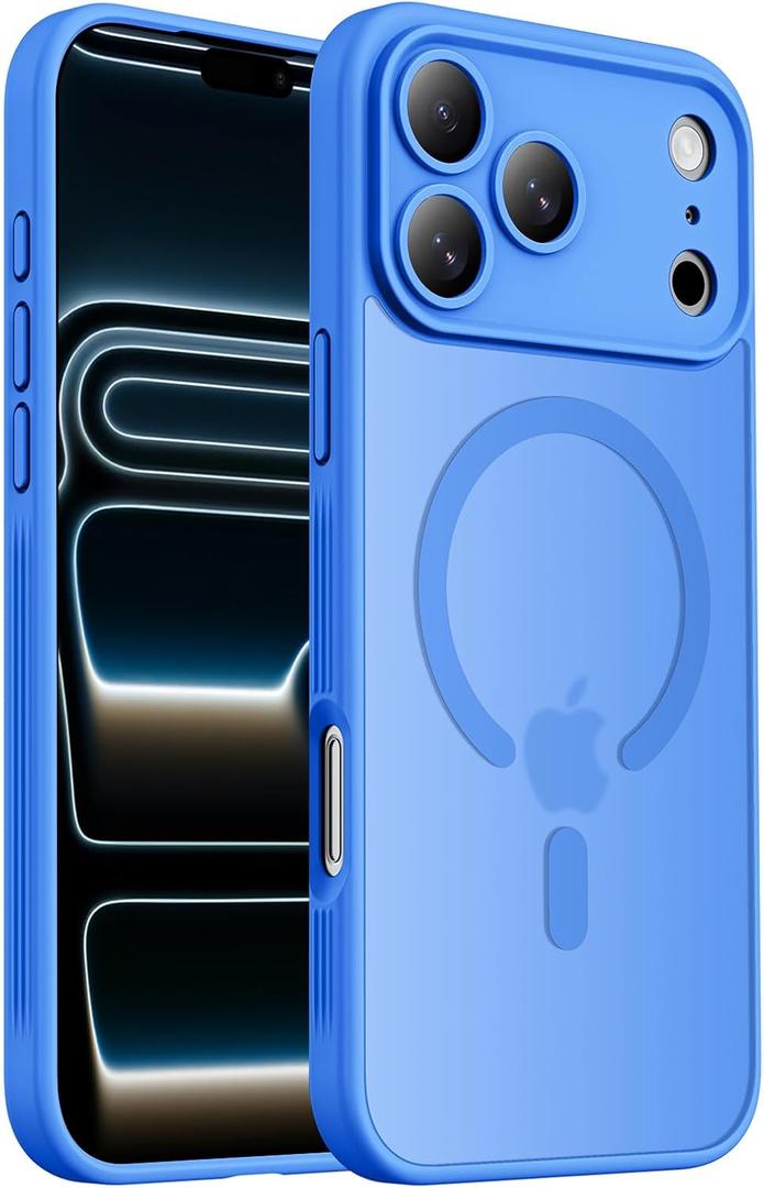 Designed for iPhone 17 Pro Max Case, Compatible with MagSafe, [Camera Protection] [15FT Military Drop Protection] Shockproof Translucent Matte Anti-Slip Phone Case, 6.9", Blue
