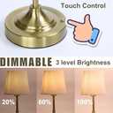 JHWDHD Cordless Touch Table Lamp for Bedroom, 5200mAh Rechargeable Battery Operated Nightstand Light with Fabric Shade, Stepless Dimming 2700K Desk Lamp for Bedside/Reading/Home Office, Antique Brass (Pleated)