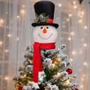 Christmas Tree Topper Snowman  Cute Hugger Santa Xmas Snowman Tree Topper, Christmas Tree Decoration for Holiday & New Year, 11.4" Tall, 6" Hat Diameter