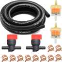 Tnisesm 1/4 Gas Fuel Line Hose with Clamps Valve & Filters Kit