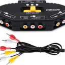 RCA AV Audio Video Switcher Splitter 3 Way Audio Video AV RCA Switch Game Selector Box Splitter 3 in 1 Out Composite Converter Switcher with AV Cable for Xbox DVD PS3 HDTV