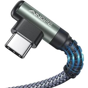 AINOPE USB C Cable [2-Pack, 6.6ft] 3.1A Type C Charger Fast Charging, Right Angle USB to USB C Cable for iPhone 17 Carplay Cable, Galaxy S10+ S10 S9, Note 10 9, LG V30, Moto, iPhone 16 15 Charger Cord