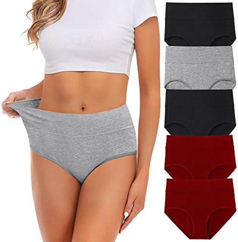 Womens Underwear,Cotton Mid Waist No Muffin Top Full Coverage Brief Ladies Panties Lingerie Undergarments for Women Multipack M