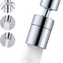 360 Swivel Faucet Aerator, Dual Mode Water Saving Sprayer Head, Chrome Brass Nozzle, Universal Fit for Kitchen & Bathroom Sinks (22mm Male & 24mm Female)