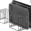 KORRTFID Kitchen Cabinet Organizer, Steel Cookware Holder, Divided Holder with 5 Slots for Skillets Baking Tray and Chopping Board Rack  Baking Pan Holder Storage (2 PCS)