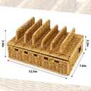 CroBlissful Cable Management Box Handwoven Imitation Rattan Cord Hider Box Charging Station Basket Desktop Cord Organizer with Removable Divider for Laptop Tablet 12.5lx5.9hx7.6w-inch(Rattan Color)