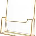 Feyarl Gold Glass Brochure Holder 8.5 x 11 Business Pamphlets Booklets Holder Flyer Trifold Display Stand for Office Tabletop Countertop Trade Show Exhibitions Magazines Menu Journals Literatures