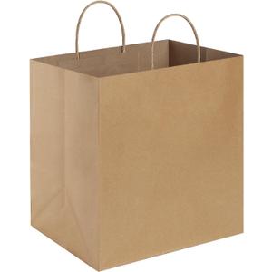 BagDream 12x7x12 Paper Bags 50Pcs Brown Paper Bags with Handles, Kraft Shopping Merchandise Retail Bags, Takeout/To Go Bags for Food Delivery, Wider-gusset Recycled Paper Gift Bags