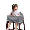Dual-Belt Baby High Chair Cover, Upgrade Version, for Wooden or Restaurant High Chair, Sturdy and Robust Material, Waterproof Washable Stain and Slip Resistant, Gray