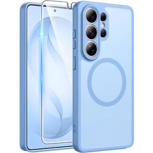 FNTCASE for Samsung Galaxy S26-Ultra Case: [Fit for Magsafe] [Full Camera Protection] Translucent Matte Cases with [Screen Protector] Military Grade Shockproof Protective Phone Cover - Light Blue