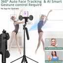 Phone Tripod with Light, 2 Pack Lavalier Mic, 71" Extendable Auto Face Tracking 360 Rotation, 1/4" Camera Mount & Remote, No App Needed, Vlogging Kit for iPhone Android YouTube TikTok Live Streaming