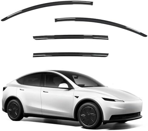 YCLizz Window Visors Rain Guards Compatible with Tesla Model Y 2020-2026, Side Window Wind Deflectors Vent Shades Out-Channel Accessories, Dark Smoke 4 Pcs, 2021 2022 2023 2024 2025
