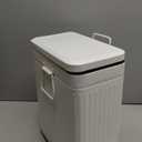 Small Trash Can with Lid Soft Close-10L/2.6 Gal Stainless Steel Outdoor Dog Poop Garbage Can-Metal Waste Bins with Pedal for Bathroom Bedroom Office-White