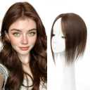 Real Human Hair Topper for Women, Clip in Short 8Inch Dark Brown Hair Topper with Real Scalp, Small Lightweight Secure Hold Topper for Thinning Hair/Receding Hairline, Seamless Blend Daily Wear