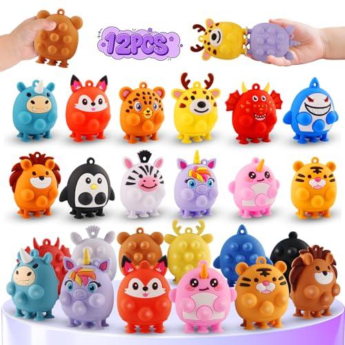 12PCS Animal Suction Pop Toys for Age 1 2 3 4 5 6, Airplane Car Travel Activities Essential, Birthday Gifts for Boys Girls Toddlers, Bath Toys for Toddler