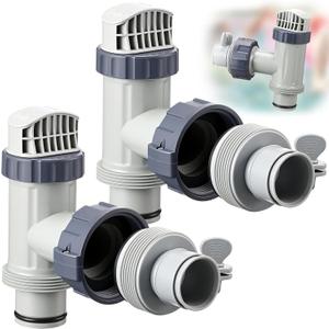 Gerrii 2 Pack Above Ground Pool Plunger Valve and Type B Hose Adapters Kit - Compatible with Intex Pool Replacement Parts, 1.25" to 1.5" Hose Adapter Shut Off Valve for Filter Pump Accessories