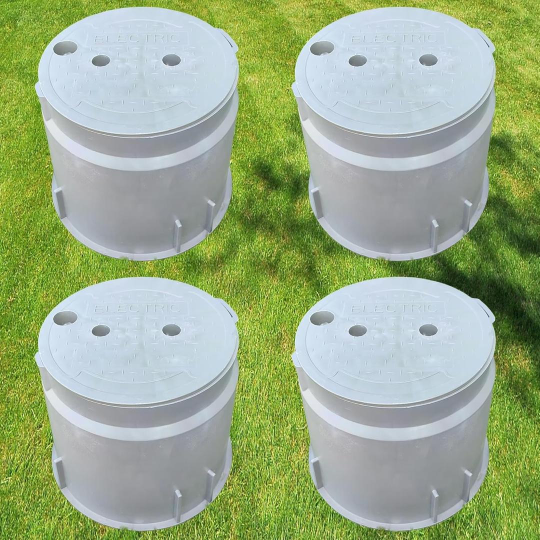 (Dia 10" * 4 Pack) Yariwiz 10 inch Underground Electrical Junction Box In Ground Inground Splice Pull Quazite Plastic Boxes