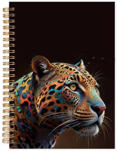 Yhtrg Preppy Leopard Spiral Notebooks, Leopard Print Journaling Notebook, Trendy Aesthetic Journal for Note Taking, Gift for Cheetah Lovers Women Men, Black Hardcover Notebook for School,5.5x8.3 Inch
