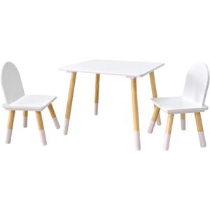 Asweets Kids Table and Chairs Set for Toddlers, Boys, Girls, 3 Piece Kiddy Table and Chairs Set, Suitable for Classroom,Home,Nursery,Playroom(Snow White), Square Table with Square Chairs