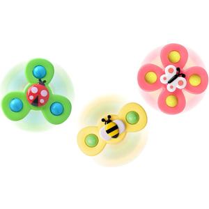 Suction Cup Spinner Toy for Baby - Suction Cup Fidget Spinner Toys Bath Toys Window Spinning Top Baby Toys 12-18 Months Christmas Birthday Gifts for 1 2 3 Boys Girls Sensory Toys for Toddlers 1-3 (Set of 3)