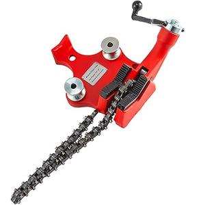 VEVOR Screw Bench Chain Vise | 1/8"-5" Pipe Capacity | Heavy Duty With Crank Handle | Neoprene-Coated Jaw | Durable Cast Iron | Ideal for Various Pipes