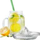 Glass Lemon Juicer, Manual Squeezer for Orange, Grapefuit, Small Citrus, Extractor Manual Hand with Handle and Pour Spout, Crystal Clear Glass 2.02oz